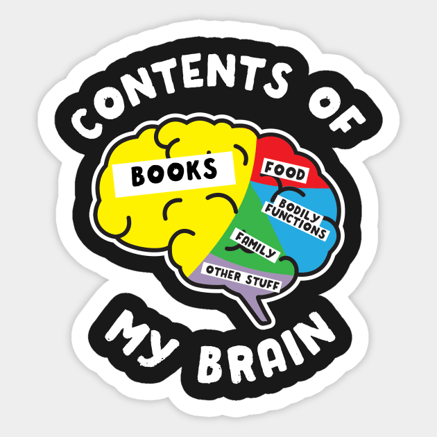 Contents Of My Brain Books Sticker by thingsandthings